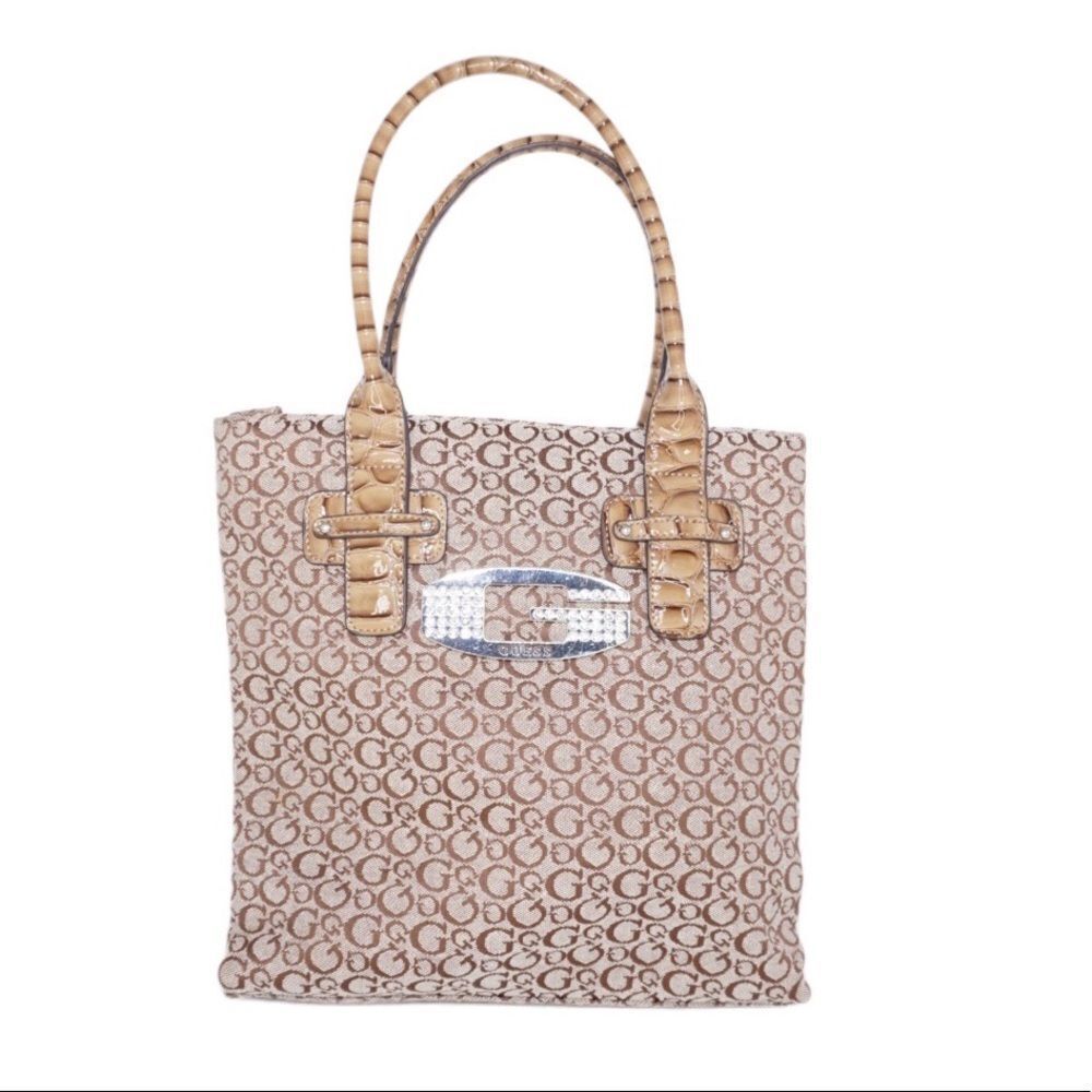 Guess Monogram Logo Print Shoulder Bag